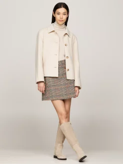 Spódnice*Tommy Hilfiger Tweedowa Spódnica Mini BROWN BEIGE CHECK