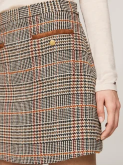 Spódnice*Tommy Hilfiger Tweedowa Spódnica Mini BROWN BEIGE CHECK