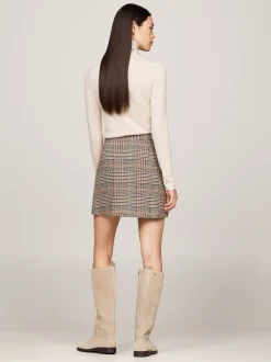 Spódnice*Tommy Hilfiger Tweedowa Spódnica Mini BROWN BEIGE CHECK