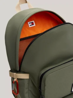 Plecaki*Tommy Hilfiger Usztywniany Plecak Z Pikowanymi Kieszeniami PEWTER GREEN