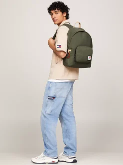 Plecaki*Tommy Hilfiger Usztywniany Plecak Z Pikowanymi Kieszeniami PEWTER GREEN