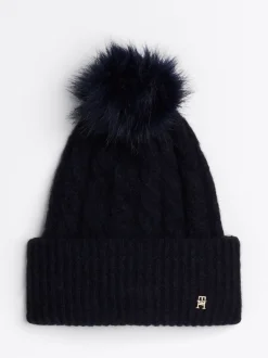 Czapki|Czapki I Szaliki*Tommy Hilfiger Warkoczowa Czapka Typu Beanie Z Wełną Z Alpaki SPACE BLUE