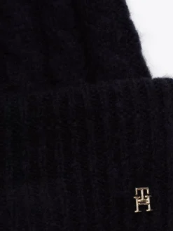 Czapki|Czapki I Szaliki*Tommy Hilfiger Warkoczowa Czapka Typu Beanie Z Wełną Z Alpaki SPACE BLUE