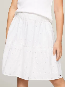 Spodnie, Szorty I Spódnice*Tommy Hilfiger Warstwowa Spódnica TH Monogram Z Haftem Angielskim WHITE