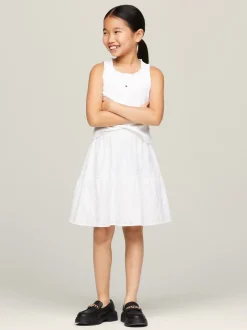 Spodnie, Szorty I Spódnice*Tommy Hilfiger Warstwowa Spódnica TH Monogram Z Haftem Angielskim WHITE