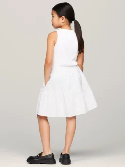 Spodnie, Szorty I Spódnice*Tommy Hilfiger Warstwowa Spódnica TH Monogram Z Haftem Angielskim WHITE