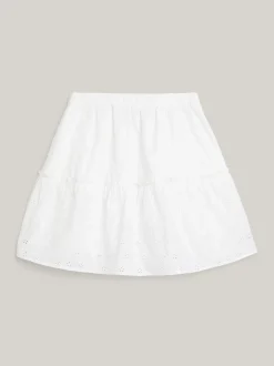 Spodnie, Szorty I Spódnice*Tommy Hilfiger Warstwowa Spódnica TH Monogram Z Haftem Angielskim WHITE