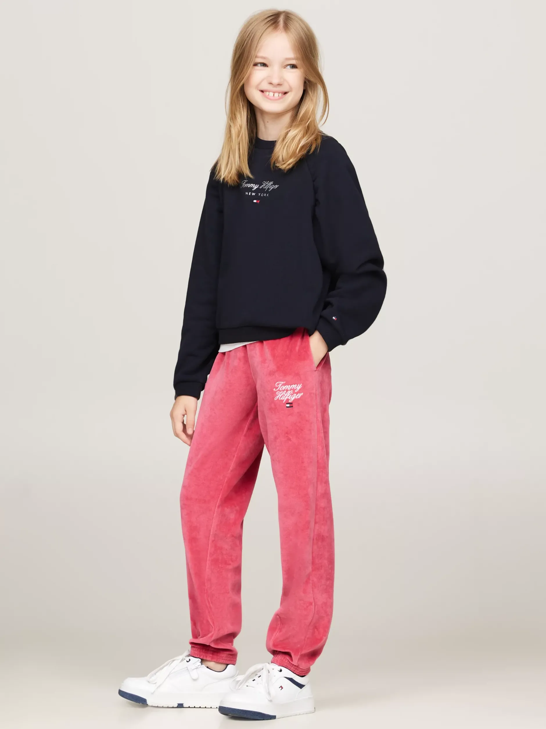 Spodnie, Szorty I Spódnice*Tommy Hilfiger Welurowe Joggery Z Mankietami HERITAGE PINK