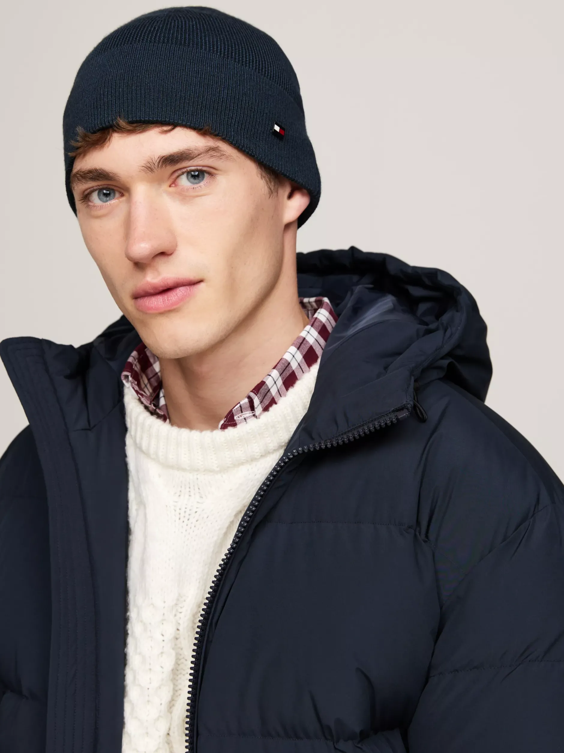 Czapki|Czapki I Szaliki*Tommy Hilfiger Wełniana Czapka Typu Beanie Z Flagą Hilfiger MILITARY DENIM