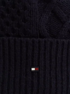 Czapki|Czapki I Szaliki*Tommy Hilfiger Wełniana Czapka Typu Beanie Z Flagą Hilfiger SPACE BLUE
