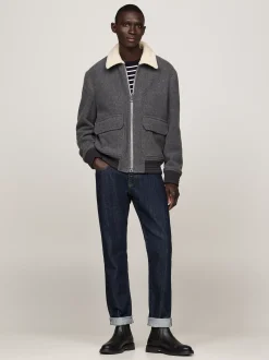 Kurtki & Płaszcze|Bomberki*Tommy Hilfiger Wełniana Kurtka Lotnicza MID GREY HEATHER