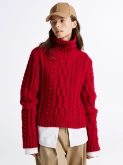 Swetry|Dzianina*Tommy Hilfiger Wełniany Golf O Kroju Oversize PRIMARY RED