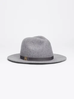 Czapki I Szaliki*Tommy Hilfiger Wełniany Kapelusz Fedora Z Monogramem TH MID GREY MELANGE