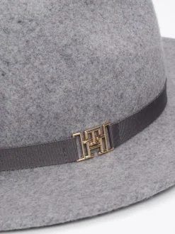 Czapki I Szaliki*Tommy Hilfiger Wełniany Kapelusz Fedora Z Monogramem TH MID GREY MELANGE