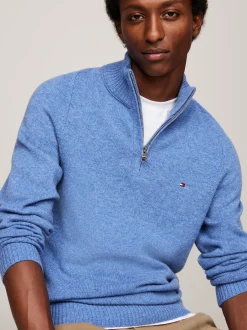 Sweter Z Zamkiem|Swetry*Tommy Hilfiger Wełniany Półgolf Z Zapięciem Na Zamek BLUE SPELL HEATHER