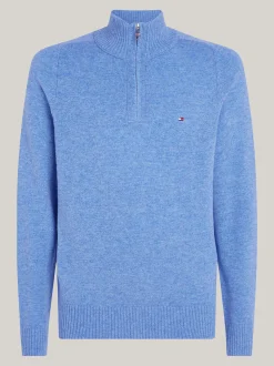 Sweter Z Zamkiem|Swetry*Tommy Hilfiger Wełniany Półgolf Z Zapięciem Na Zamek BLUE SPELL HEATHER