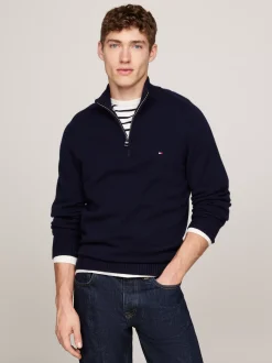 Sweter Z Zamkiem|Swetry*Tommy Hilfiger Wełniany Półgolf Z Zapięciem Na Zamek DESERT SKY