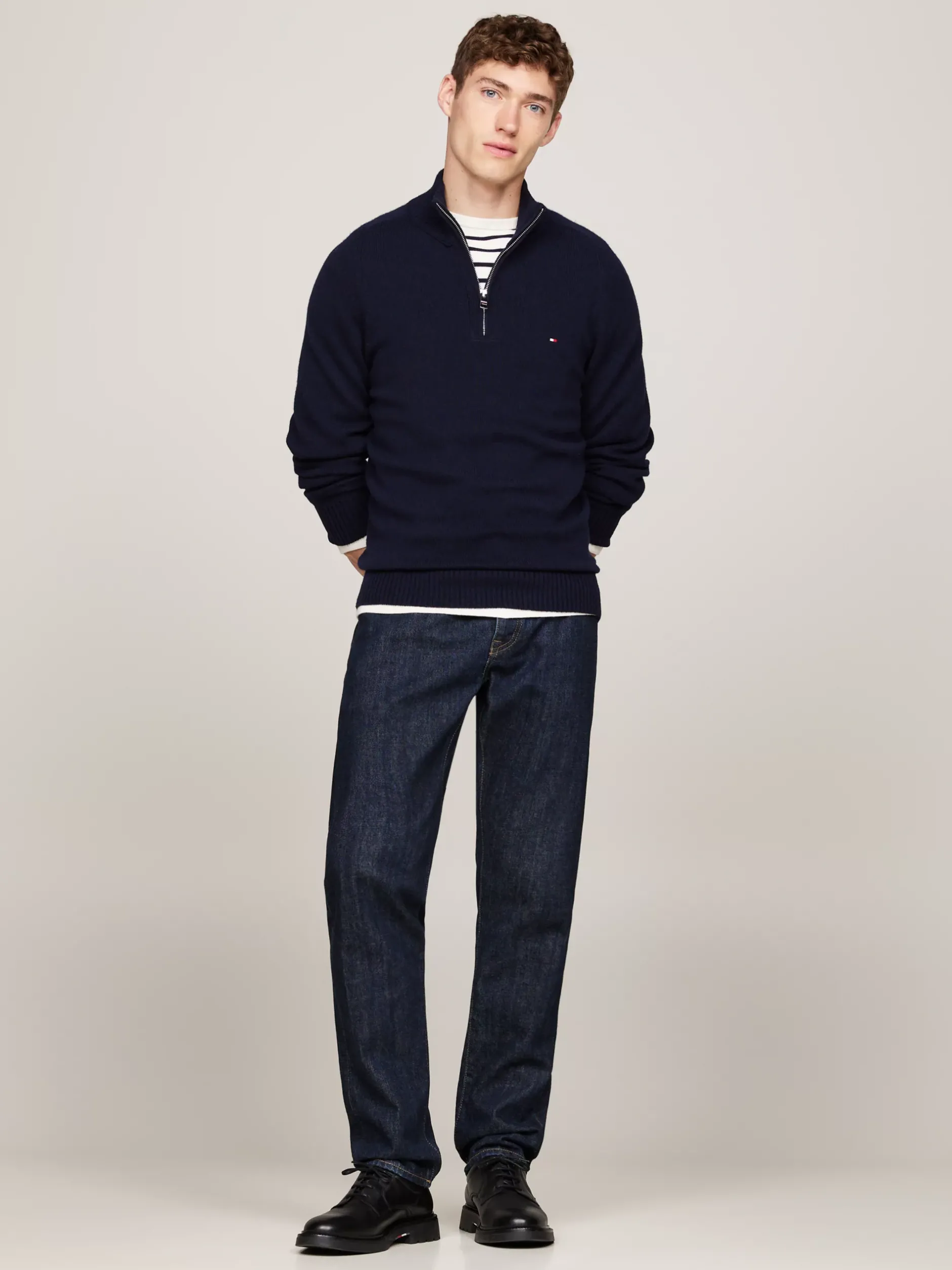 Sweter Z Zamkiem|Swetry*Tommy Hilfiger Wełniany Półgolf Z Zapięciem Na Zamek DESERT SKY
