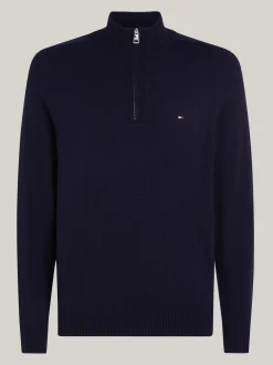 Sweter Z Zamkiem|Swetry*Tommy Hilfiger Wełniany Półgolf Z Zapięciem Na Zamek DESERT SKY
