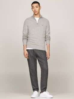 Sweter Z Zamkiem|Swetry*Tommy Hilfiger Wełniany Półgolf Z Zapięciem Na Zamek LIGHT GREY HEATHER