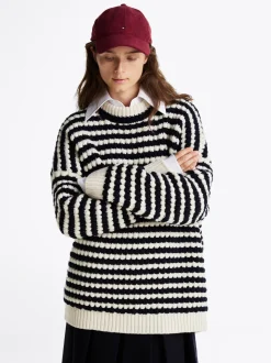 Swetry|Dzianina*Tommy Hilfiger Wełniany Sweter O Kroju Oversize NAVY/SNOWFLAKE