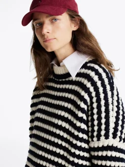 Swetry|Dzianina*Tommy Hilfiger Wełniany Sweter O Kroju Oversize NAVY/SNOWFLAKE