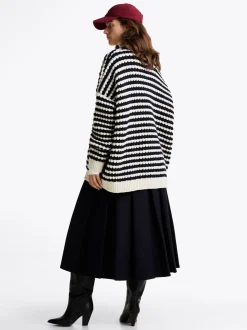 Swetry|Dzianina*Tommy Hilfiger Wełniany Sweter O Kroju Oversize NAVY/SNOWFLAKE