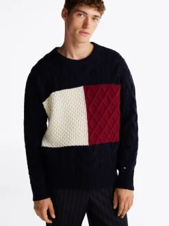 Swetry Z Okrągłym Dekoltem|Swetry*Tommy Hilfiger Wełniany Sweter Z Dekoltem W Szpic DESERT SKY