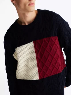 Swetry Z Okrągłym Dekoltem|Swetry*Tommy Hilfiger Wełniany Sweter Z Dekoltem W Szpic DESERT SKY