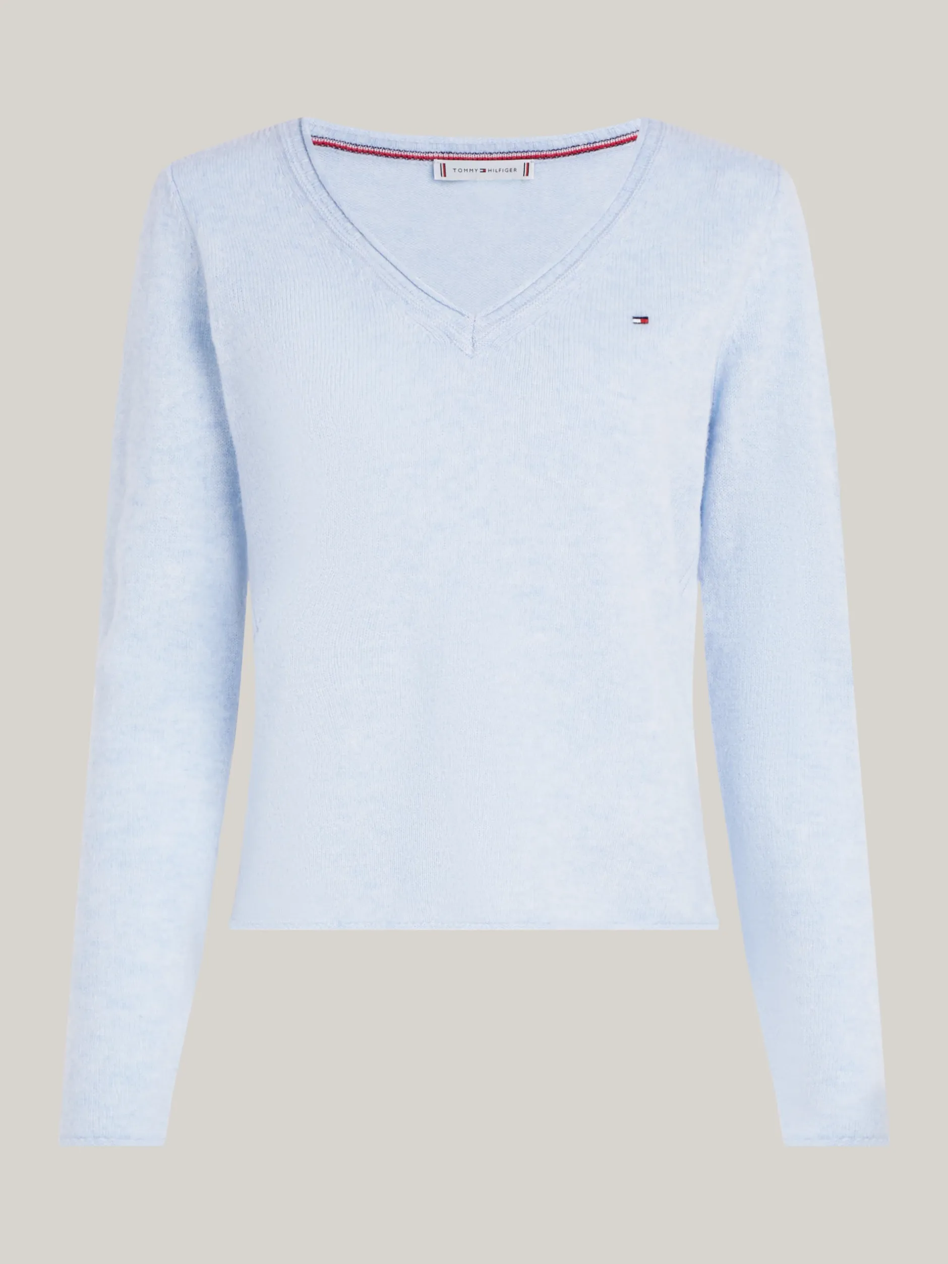 Swetry Z Okrągłym Dekoltem|Swetry*Tommy Hilfiger Wełniany Sweter Z Dekoltem W Szpic VESSEL BLUE HEATHER