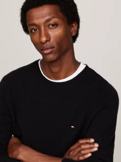 Swetry Z Okrągłym Dekoltem|Swetry*Tommy Hilfiger Wełniany Sweter Z Okrągłym Dekoltem BLACK