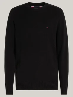 Swetry Z Okrągłym Dekoltem|Swetry*Tommy Hilfiger Wełniany Sweter Z Okrągłym Dekoltem BLACK