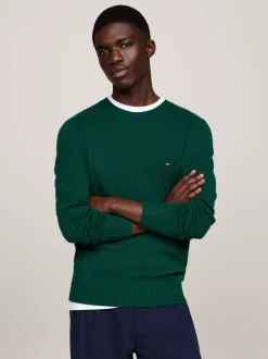 Swetry Z Okrągłym Dekoltem|Swetry*Tommy Hilfiger Wełniany Sweter Z Okrągłym Dekoltem ORNAMENTAL GREEN HEATHER