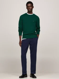 Swetry Z Okrągłym Dekoltem|Swetry*Tommy Hilfiger Wełniany Sweter Z Okrągłym Dekoltem ORNAMENTAL GREEN HEATHER