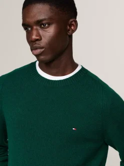 Swetry Z Okrągłym Dekoltem|Swetry*Tommy Hilfiger Wełniany Sweter Z Okrągłym Dekoltem ORNAMENTAL GREEN HEATHER