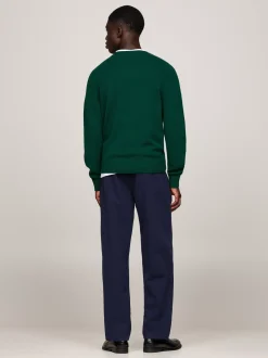 Swetry Z Okrągłym Dekoltem|Swetry*Tommy Hilfiger Wełniany Sweter Z Okrągłym Dekoltem ORNAMENTAL GREEN HEATHER