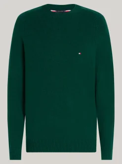 Swetry Z Okrągłym Dekoltem|Swetry*Tommy Hilfiger Wełniany Sweter Z Okrągłym Dekoltem ORNAMENTAL GREEN HEATHER
