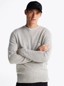 Swetry Z Okrągłym Dekoltem|Swetry*Tommy Hilfiger Wełniany Sweter Z Okrągłym Dekoltem LIGHT GREY HEATHER