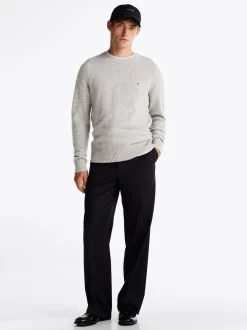 Swetry Z Okrągłym Dekoltem|Swetry*Tommy Hilfiger Wełniany Sweter Z Okrągłym Dekoltem LIGHT GREY HEATHER