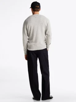 Swetry Z Okrągłym Dekoltem|Swetry*Tommy Hilfiger Wełniany Sweter Z Okrągłym Dekoltem LIGHT GREY HEATHER