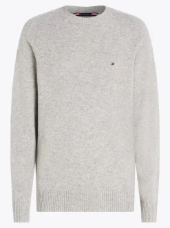Swetry Z Okrągłym Dekoltem|Swetry*Tommy Hilfiger Wełniany Sweter Z Okrągłym Dekoltem LIGHT GREY HEATHER
