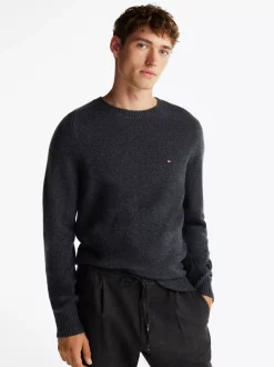 Swetry Z Okrągłym Dekoltem|Swetry*Tommy Hilfiger Wełniany Sweter Z Okrągłym Dekoltem DARK GREY HEATHER