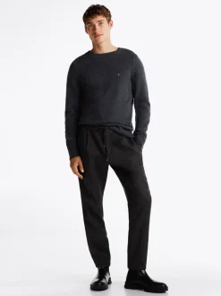 Swetry Z Okrągłym Dekoltem|Swetry*Tommy Hilfiger Wełniany Sweter Z Okrągłym Dekoltem DARK GREY HEATHER