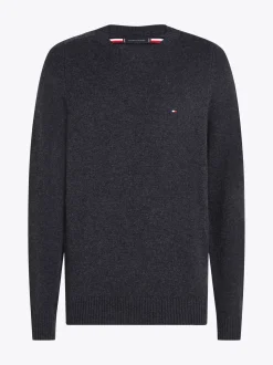 Swetry Z Okrągłym Dekoltem|Swetry*Tommy Hilfiger Wełniany Sweter Z Okrągłym Dekoltem DARK GREY HEATHER