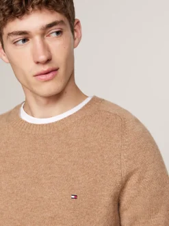 Swetry Z Okrągłym Dekoltem|Swetry*Tommy Hilfiger Wełniany Sweter Z Okrągłym Dekoltem SAFARI CANVAS HEATHER