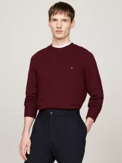 Swetry Z Okrągłym Dekoltem|Swetry*Tommy Hilfiger Wełniany Sweter Z Okrągłym Dekoltem DEEP ROUGE HEATHER