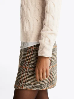 Swetry Z Okrągłym Dekoltem|Swetry*Tommy Hilfiger Wełniany Sweter Z Warkoczowym Splotem CLASSIC BEIGE HEATHER