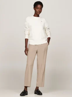 Swetry Z Okrągłym Dekoltem|Swetry*Tommy Hilfiger Wełniany Sweter Z Warkoczowym Splotem IVORY PETAL