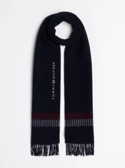 Czapki I Szaliki*Tommy Hilfiger Wełniany Szalik Corporate SPACE BLUE