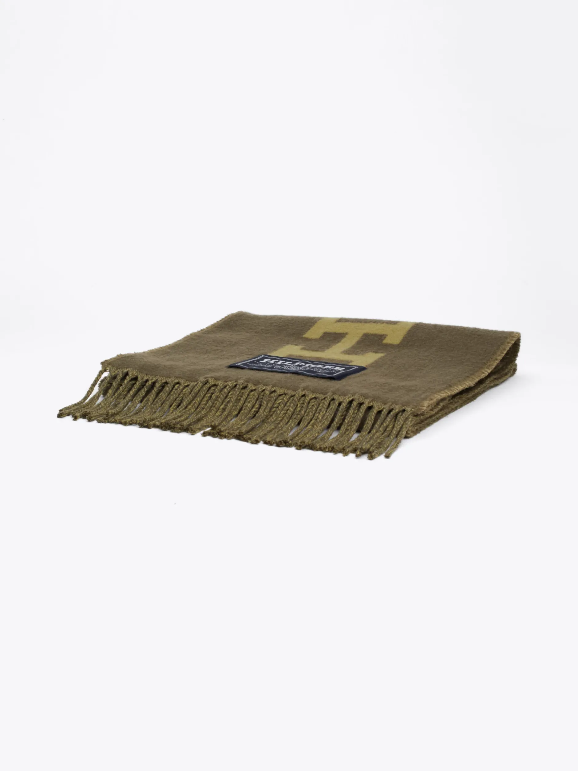 Czapki I Szaliki*Tommy Hilfiger Wełniany Szalik Z Logo Hilfiger Monotype ARMY GREEN